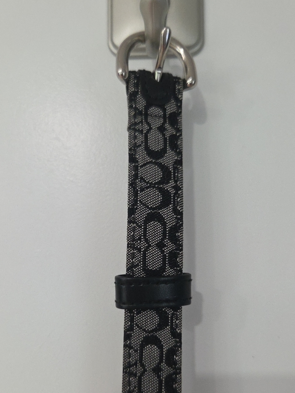Coach Signature Monogram Canvas Belt in Black and Gray